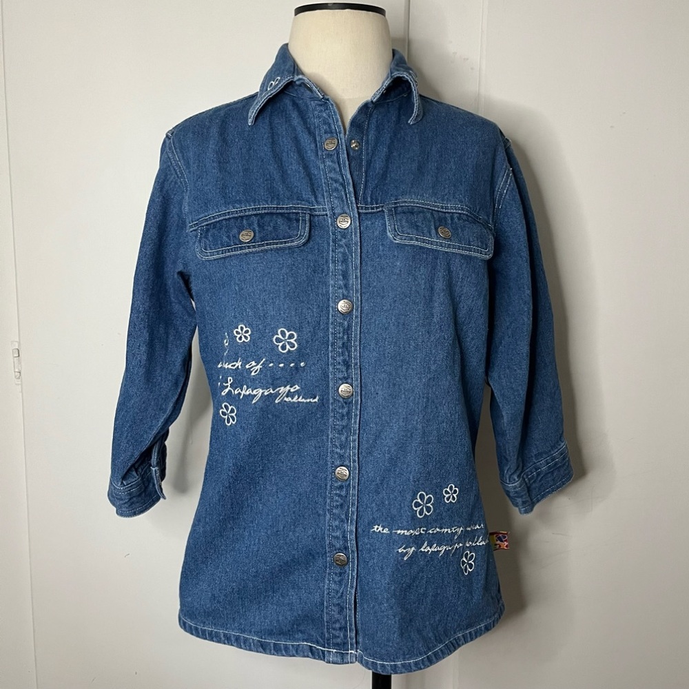 Vintage 90s Lapagayo Holland Embroidered Denim Shirt